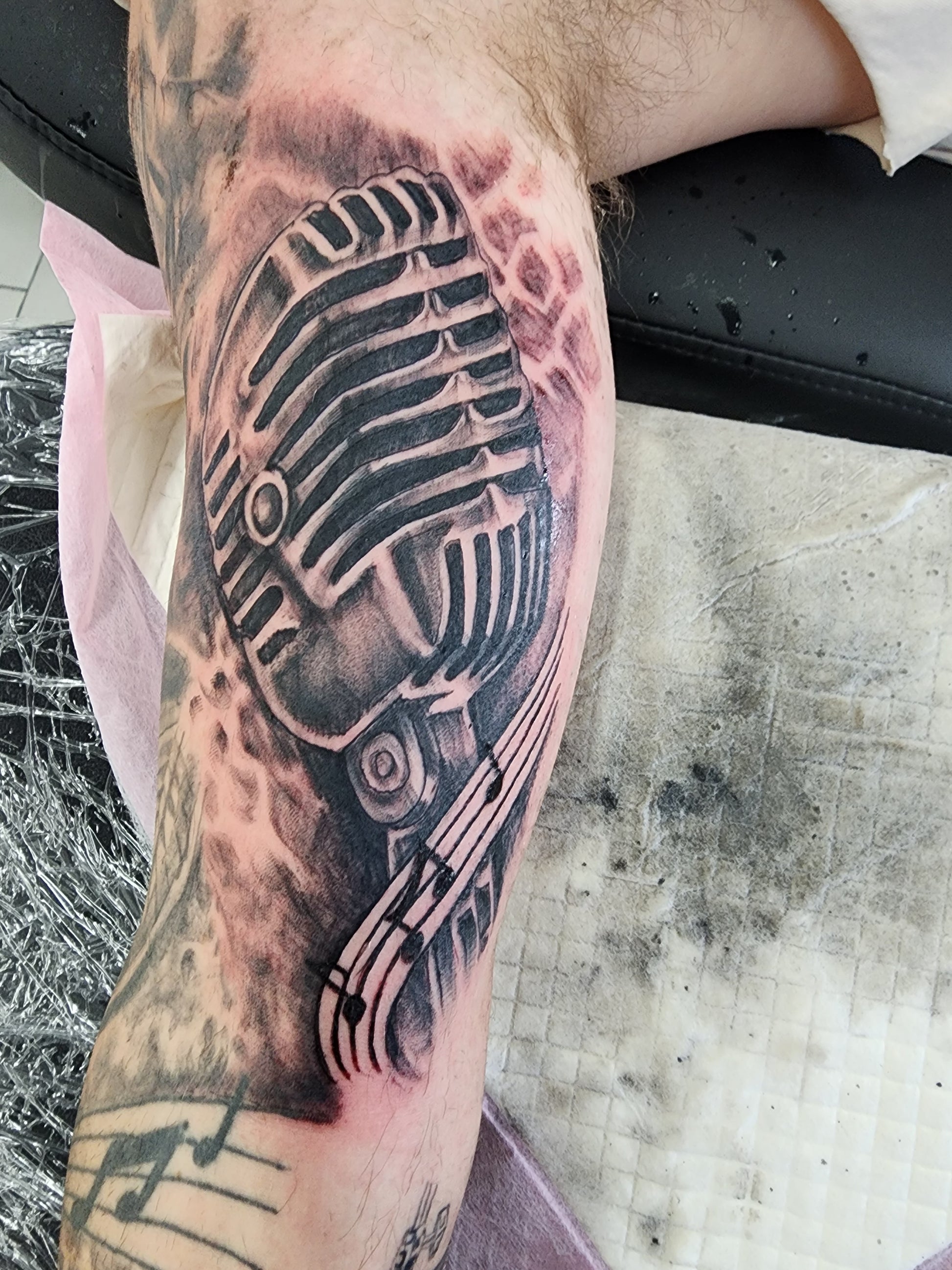 Microphone tattoo by Jessica